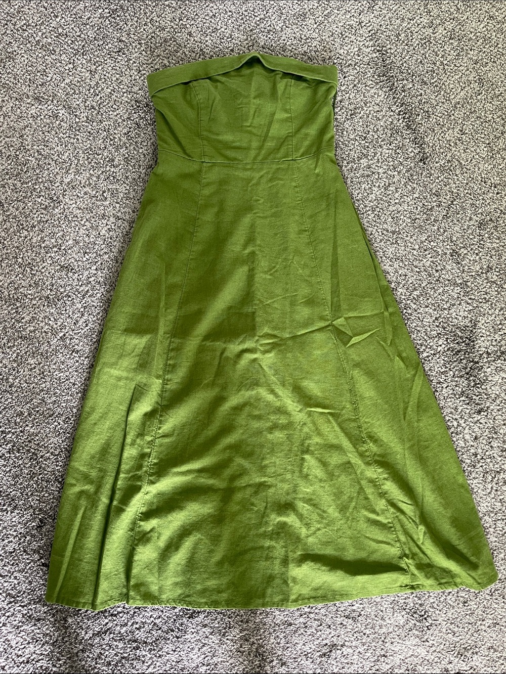 Abercrombie & Fitch Strapless Green A-Line Dress TALL